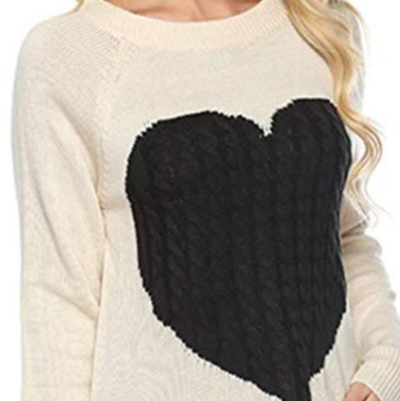 NWOT cream sweater with black heart - Picture 2 of 2